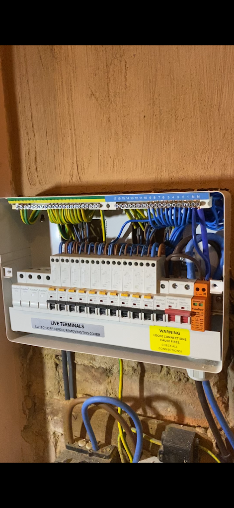 Neat consumer unit installation by London BS Ltd — modern board with MCBs and RCD protection fitted in Dunstable
